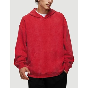 Sweat-shirt à capuche vintage de qualité supérieure, délavé à l'acide, épais, surdimensionné, 100% coton molletonné, pour l'hiver - Product Image 2