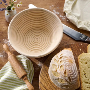 Natural Rattan Bread Proofing Basket <b>Set</b> Round & Oval Sourdough Dough Fermentation Basket with Linen Liner Wholesale OE - Product Image 2