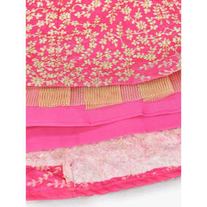 Lehenga Choli de Seda Bordado Rosa Dori para Boda con Dupatta - Product Image 2