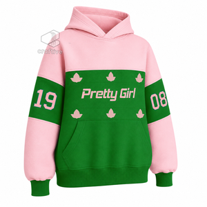 Alfa |   Kapa |   Sudadera con Capucha para Mujer Alpha Sorority, Color Verde y Rosa, Sudadera con Bloques de Color, Sudadera Universitaria, Ropa Griega - Product Image 2