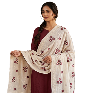 Women's Cotton Voile Shawl <b>White</b> Floral Embroidered Lightweight Breathable Arab Ethnic Scarf Daily Outdoor Wear Hijab <b>Wrap</b> - Product Image 1