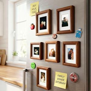 Magnetic Wooden Photo <b>Frame</b>, Fridge Magnet <b>Picture</b> <b>Frame</b>, Mini Solid <b>Wood</b> <b>Frame</b>, Valentine’s Day Gift for Her, Mother’s Day Home - Product Image 5