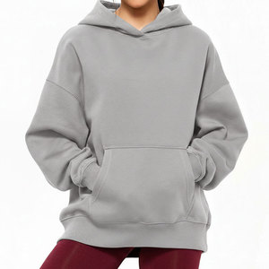 Sweat à capuche oversize pour femme, couleur unie, en molleton, manches longues, décontracté, pour l'automne, 100% coton, respirant, coupe classique - Product Image 1