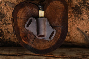 Handmade Horizontal Leather <b>Drop</b> Point Camping Knife Sheath for Fixed EDC Customizable Belt Sheath Industrial Grade Wholesale - Product Image 5