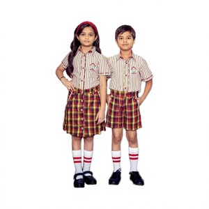 Uniformes de escuela secundaria primaria de alta calidad con impresión de logotipo personalizado Camisa de manga corta unisex con falda Pantalón corto para niños - Product Image 2