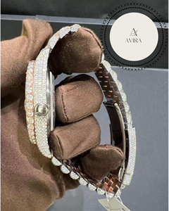 Montre mécanique unisexe de luxe en alliage, sertie de diamants et de moissanite, avec cadran en cristal saphir, taille personnalisable pour hommes et femmes, vente en gros - Product Image 5
