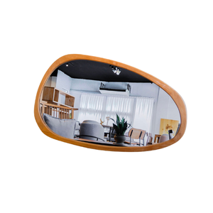 Wooden <b>Asymmetrical</b> Bean Shape Wall <b>Mirror</b> Midcentury Modern Design for Living Room Decor - Product Image 1