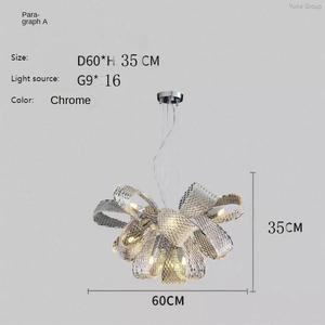 Lustre en verre minimaliste pour salon de style français ; lampe florale créative et individualiste de luxe léger pour chambre à coucher et salle à manger. - Product Image 6