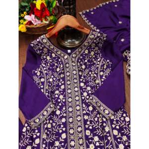 Conjunto de traje de fiesta de diseñador para mujer, trabajo bordado con secuencia - Product Image 4