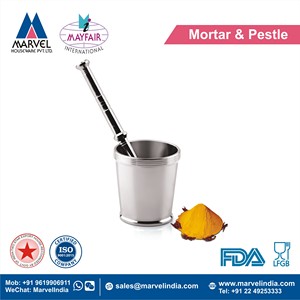 Juego de Mortero y Pestillo de Acero Inoxidable Ecológico, Apto para Lavavajillas y Microondas, para Moler Especias, Hierbas y Masala - Product Image 2