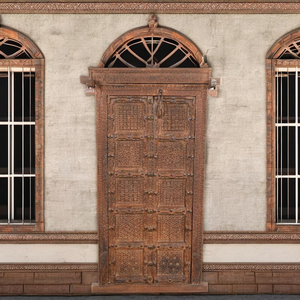 HASWANI HANDICRAFTS Puerta de Madera Tallada a Mano Estilo Shekhawati con Marco, Puerta Principal de Madera Sólida de Estilo Antiguo - Product Image 2