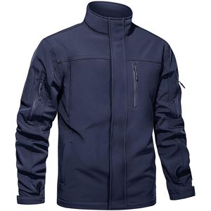 Veste softshell homme noire et bleue, col montant, fermeture éclair, respirante, coupe classique, pour l'automne - Product Image 6