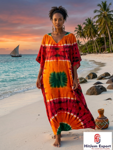 Printed <b>Kaftan</b> Dress Ladies Beach Wear Soft Fabric Loose Fit <b>Summer</b> Resort Cover Up Island Vacation Wholesale Export Supply - Product Image 6