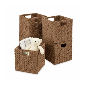 Panier de rangement en jacinthe d'eau naturelle, pliable, tissé à la main, panier à linge, organisateurs multi-usages pour le rangement des jouets, style rustique - Product Image 1