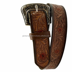 Herramientas manuales de alta calidad y tallado Western Cowboy Leather Handcrafted Belt Men's Gift at Wholesale Manufacturer - Product Image 3