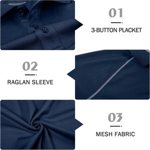 เสื้อยืดกอล์ฟผู้ชาย OEM ผ้าถักเนื้อแน่น ระบายอากาศได้ดี ซับเหงื่อ ผลิตจากผ้าสแปนเด็กซ์/โพลีเอสเตอร์ รับผลิตตามแบบ สั่งทำได้ คุณภาพส่งออก - Product Image 5