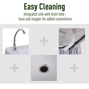 Tavolo da Campeggio con Lavello e Rubinetto, Lavabo Quadrato in Acciaio Inox per Pulizia Pesce, Camera da Letto, Cucina, Esterno, Pieghevole, Pannello Elegante - Product Image 5