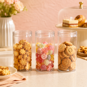 Custom Clear PET Plastic Cylinder <b>Jar</b> 430ml Wide Mouth Food Storage Candy <b>Cookie</b> Packaging <b>Jar</b> Vietnam Factory - Product Image 4