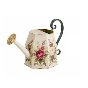 Arrosoir en métal avec motif floral, finition verte, outil de jardinage - Product Image 4