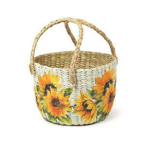 Premium Quality Round Rattan Woven Hand <b>Basket</b> <b>Plastic</b> Fruit Bowl For Picnic Food & Room Storage Packaged in Cartons Usage Home - Product Image 1
