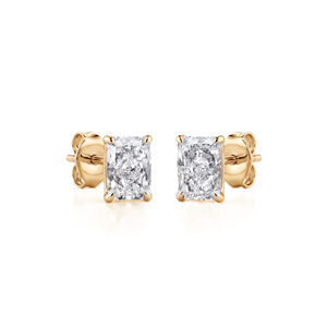Boucles d'oreilles solitaires de mariage en or massif 10K 14K 18K avec diamant de laboratoire taille radiant de qualité DEF Couleur VS Pureté VVS certifié IGI - Product Image 1