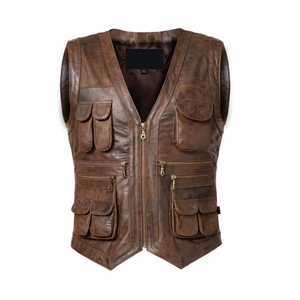 Chaleco de Cuero Personalizado para Hombre, Chaleco sin Mangas de Cuero Genuino Suave, Prenda Exterior Elegante e Informal, Venta al Por Mayor Directa de Fábrica OEM - Product Image 3