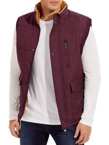 Gilet matelassé léger unisexe en toile lavée, col mandarin, chaud pour l'hiver, avec fermeture éclair sur le devant et service OEM - Product Image 6