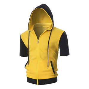 Sudadera con Capucha de Manga Corta para Hombre con Cierre Frontal para Verano, Camisa Informal con Capucha y Bolsillo, Sudadera Ligera para Actividades al Aire Libre - Product Image 3