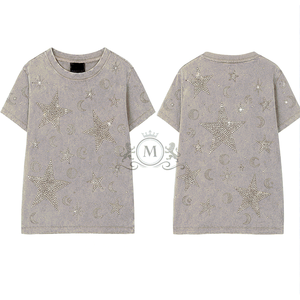Camiseta Personalizada para Hombre con Pedrería, 100% Algodón Grueso, Camisetas de Moda para Hombre con Pedrería - Product Image 1