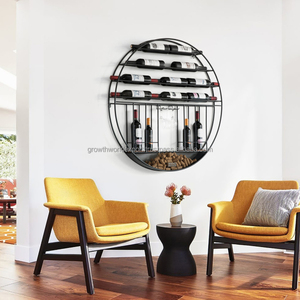 Porte-vin mural décoratif vintage en bois massif moderne |   Porte-bouteille de vin élégant pour bar à domicile - Product Image 2