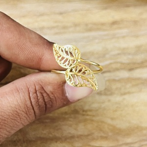 Hot Selling Leaf <b>Ring</b> Boho Brass <b>Rings</b> For Women 18k Gold Plated Filigree Nature <b>Statement</b> Dainty Jewelry Wholesale/OEM/ODM - Product Image 4
