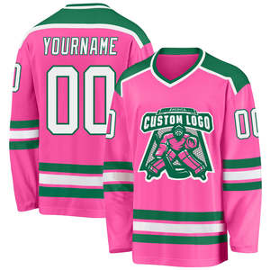 Maillot de hockey 3D personnalisé de Noël, rouge, vert-vertébré, blanc, avec col lacé, motif Père Noël, qualité supérieure, vente en gros, directement de l'industrie, le plus vendu - Product Image 6