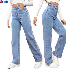 Pantalon Baggy Femme Personnalisé Taille Haute Tendance Style Boyfriend Jean Baggy Femme Vintage Taille Haute Jambe Large Grande Taille en Denim - Product Image 2