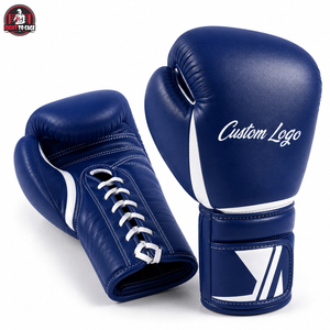 Best Seller Royal Blue and <b>White</b> Lace-Up Custom Logo Training Fight Gear Wholesale Rate New Arrival Trendy Durable <b>Boxing</b> <b>Gloves</b> - Product Image 2