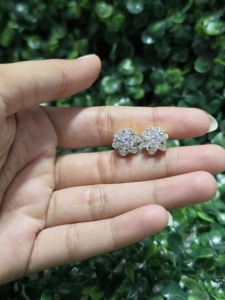 Pendientes de Diamantes Cultivados en Laboratorio con Diseño de Racimo Floral de Lujo, Oro de 14K/18K, Certificados por IGI, para Mujer, para Fiestas - Product Image 3