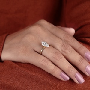 Anillo de Compromiso Vintage con Diamante Cultivado en Laboratorio, Corte Marquesa, Oro 14K, Solitario, Minimalista, Elegante, Clásico, para Propuesta de Matrimonio, Aniversario - Product Image 6