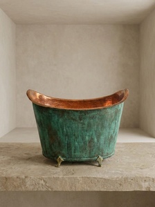 Fregadero de cobre con diseño de cuenco profundo, lavabo de cobre de cuenco ancho, fregadero de cobre de tamaño compacto, lavabo de cobre que ahorra espacio, fregadero de cobre grande - Product Image 3