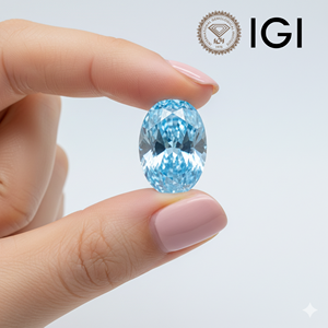 Diamante Azul Vívido de 4 Quilates con Certificación IGI, Cultivado en Laboratorio, Claridad VVS, Forma Ovalada, Diamante CVD Azul, Piedra Suelta para Joyería de Lujo - Product Image 2