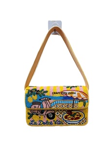 Craft Men India <b>Women's</b> Beaded Messenger <b>Bag</b> Vintage Italian Landscape Flap Shoulder Handbag Fashion XL Travel - Product Image 5