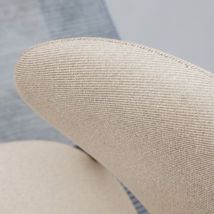 Set di 4 Sedie da Pranzo Imbottite in Cotone-Lino Beige Senza Braccioli con Gambe in Legno Massello Nero per Cucina e Ristorante - Product Image 3