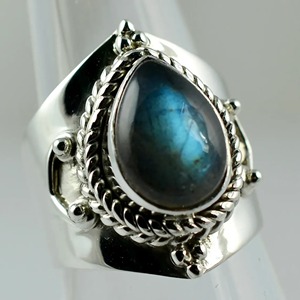 Labradorite <b>Ring</b> 925 Sterling <b>Silver</b> Handmade <b>Boho</b> Statement Promise <b>Ring</b> for Women Natural Pear Gemstone Jewelry - Product Image 5