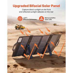 Pannello Solare Monocristallino Bifacciale Pieghevole da 100W 16BB con Efficienza del 24% per Uscita MC4 Caricabatterie Portatile - Product Image 2