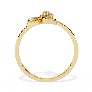 Bague minimaliste en or jaune pour femme, design cœur romantique, diamant taille brillant rond, bijoux de fiançailles avec diamants latéraux - Product Image 2