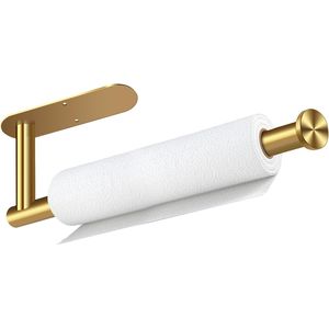 Portarotolo da Cucina Autoadesivo in Acciaio Inossidabile Dorato, Montaggio a Parete o su Mobile, Premium - Product Image 1