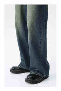 Customizable Men's Denim Jeans Wide Leg Washed Denim Pants Vintage Hip Hop Fashion Loose Denim Jeans Streetwear Wholesale Ready - Product Image 4