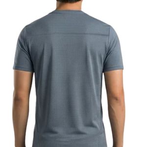 T-shirt gris en PU pour homme, léger, respirant, anti-transpiration, col rond, manches courtes, pour fitness, gym, entraînement, vêtements de sport - Product Image 5