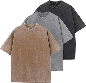 T-shirt unisexe ample à col rond et manches courtes en coton 250 g/m² de haute qualité, style vintage délavé à l'acide, fabriqué par BS - Product Image 5