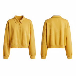 Polo Sweatshirt Oversize Tendance à Manches Longues Décontracté en Mélange de Coton Doux Coupe Ample Style Streetwear pour Homme - Product Image 4