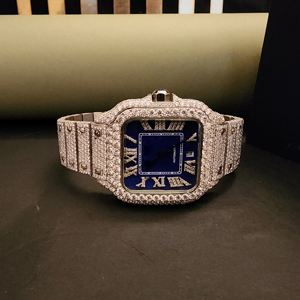 Montres de luxe à mouvement analogique ETA en acier inoxydable avec diamant moissanite carré de qualité supérieure - Style parfait au carrousel à quartz - Product Image 1