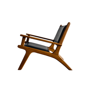 Chaise longue moderne et confortable en bois massif Xiro, fauteuil d'appoint rembourré en cuir pour hôtel et salon - Product Image 4